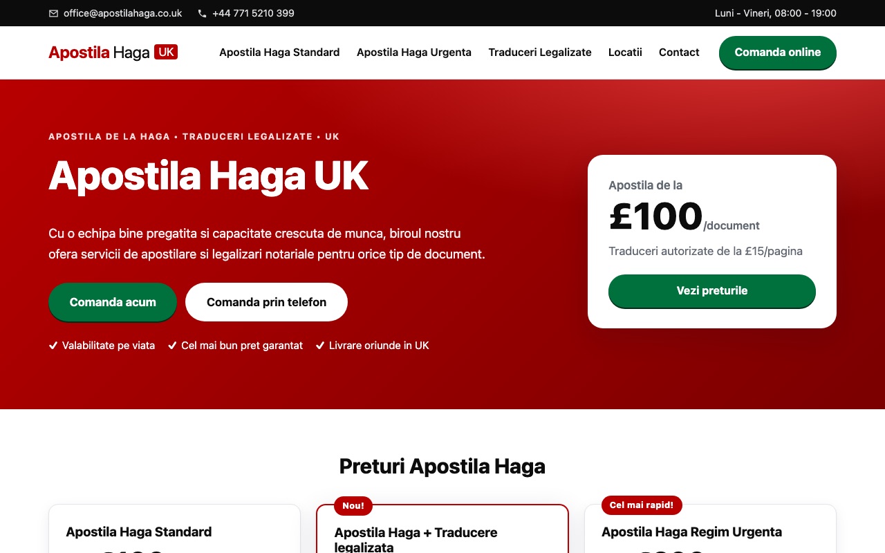 Apostila Haga UK website homepage designed by webconsultancy.dev