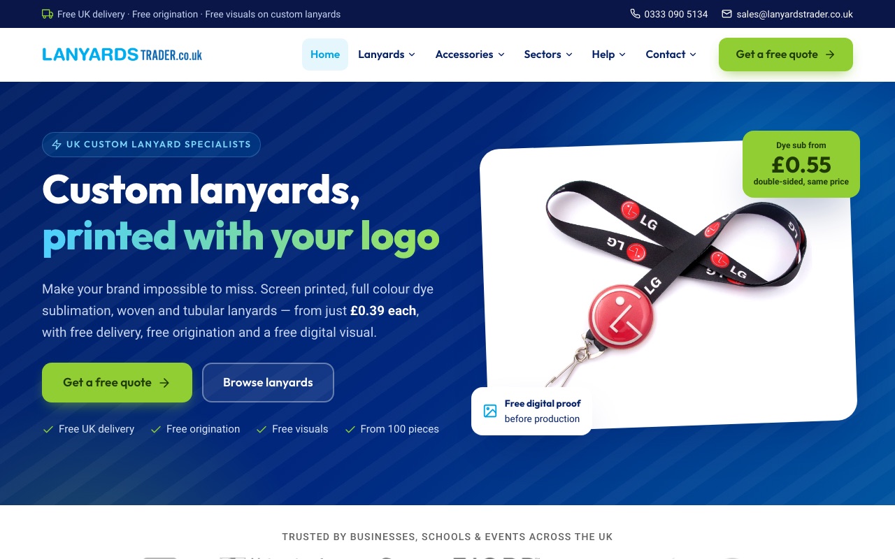 Lanyards Trader website homepage designed by webconsultancy.dev