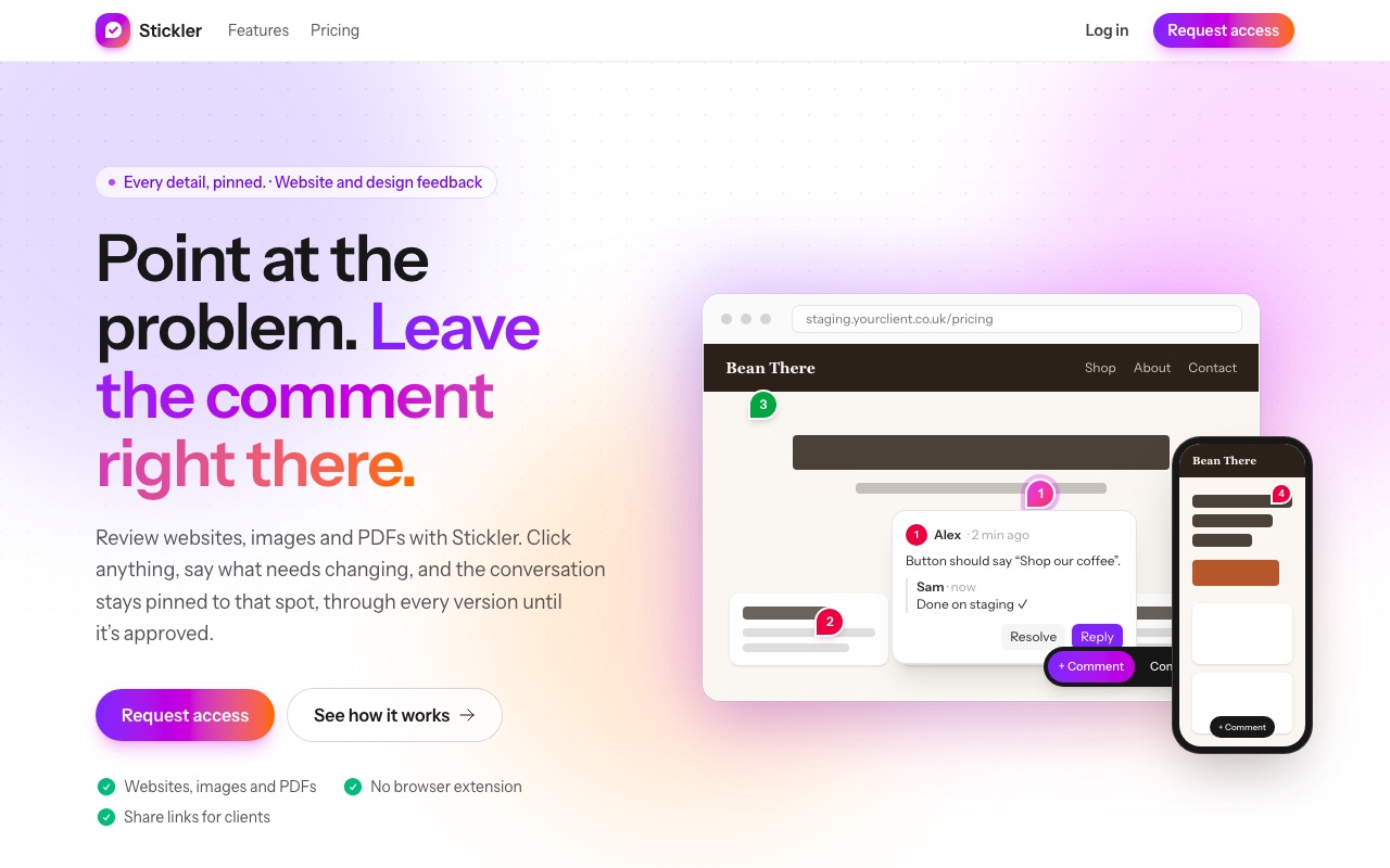 Stickler website homepage designed by webconsultancy.dev