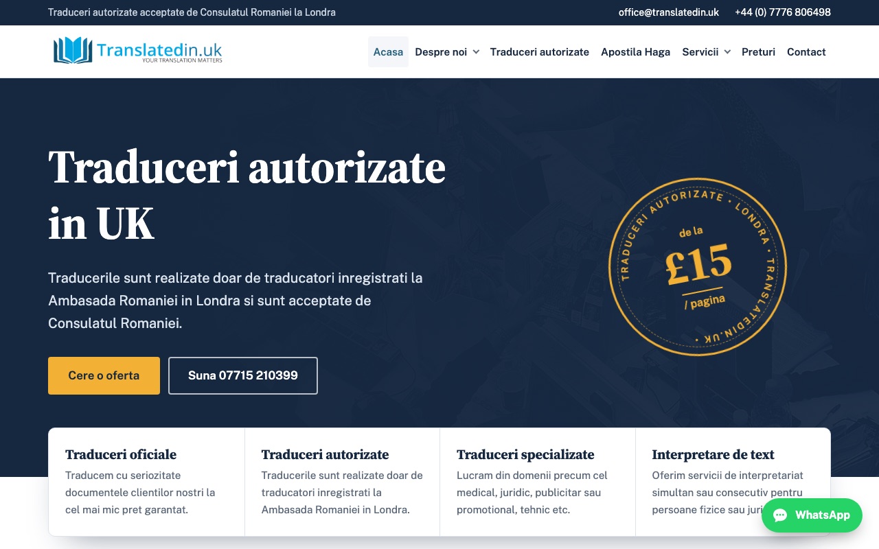 TranslatedIn.uk website homepage designed by webconsultancy.dev